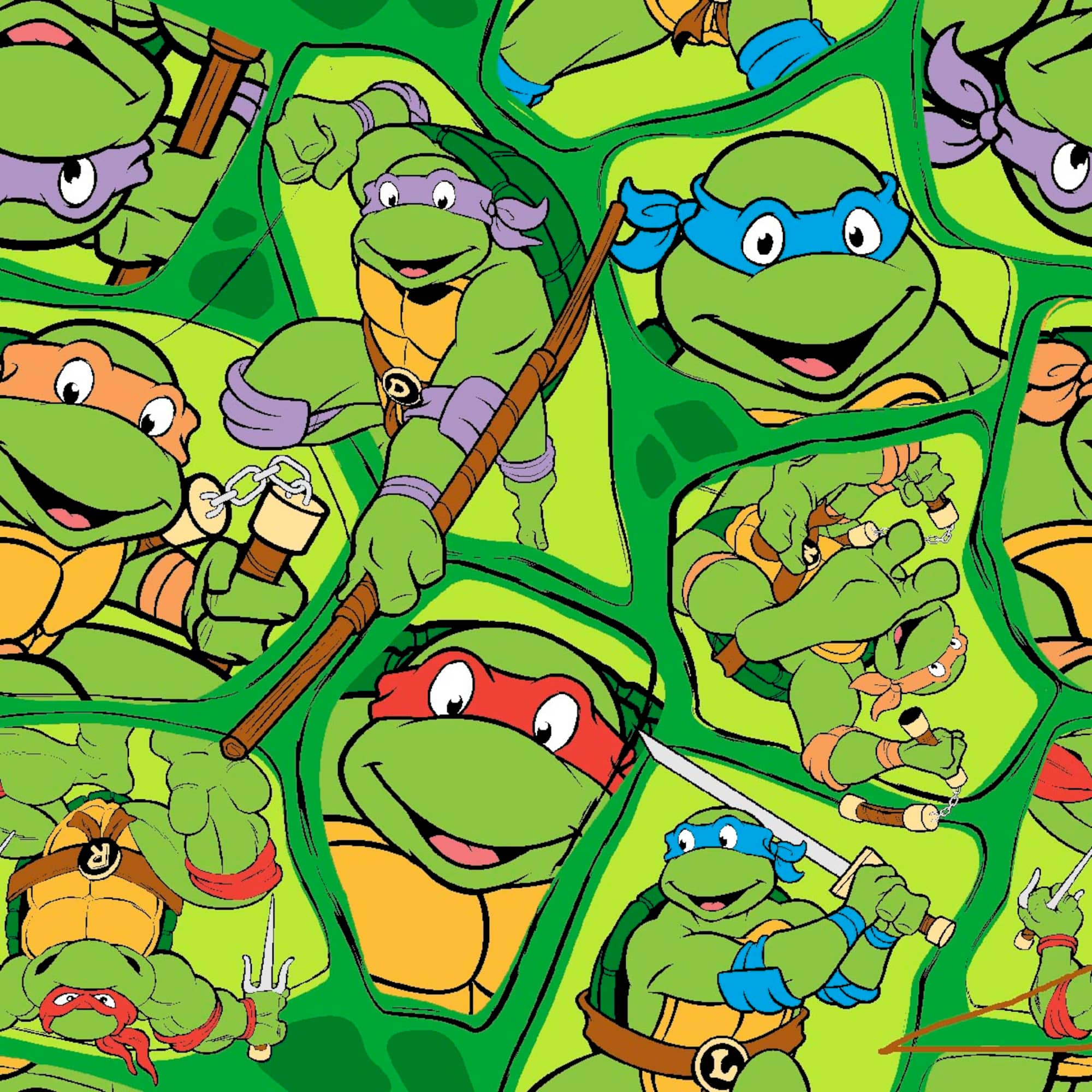 Nickelodeon® Green Heroes In A Half Shell Toss Quilting Cotton Fabric